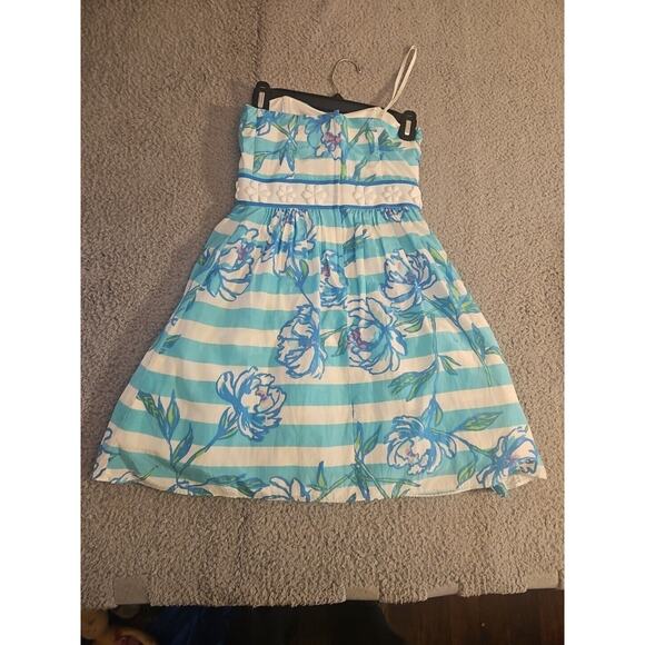 Lilly Pulitzer Langley Shorely Blue Tossing The Line Strapless Cocktail Dress 00 - Picture 11 of 13